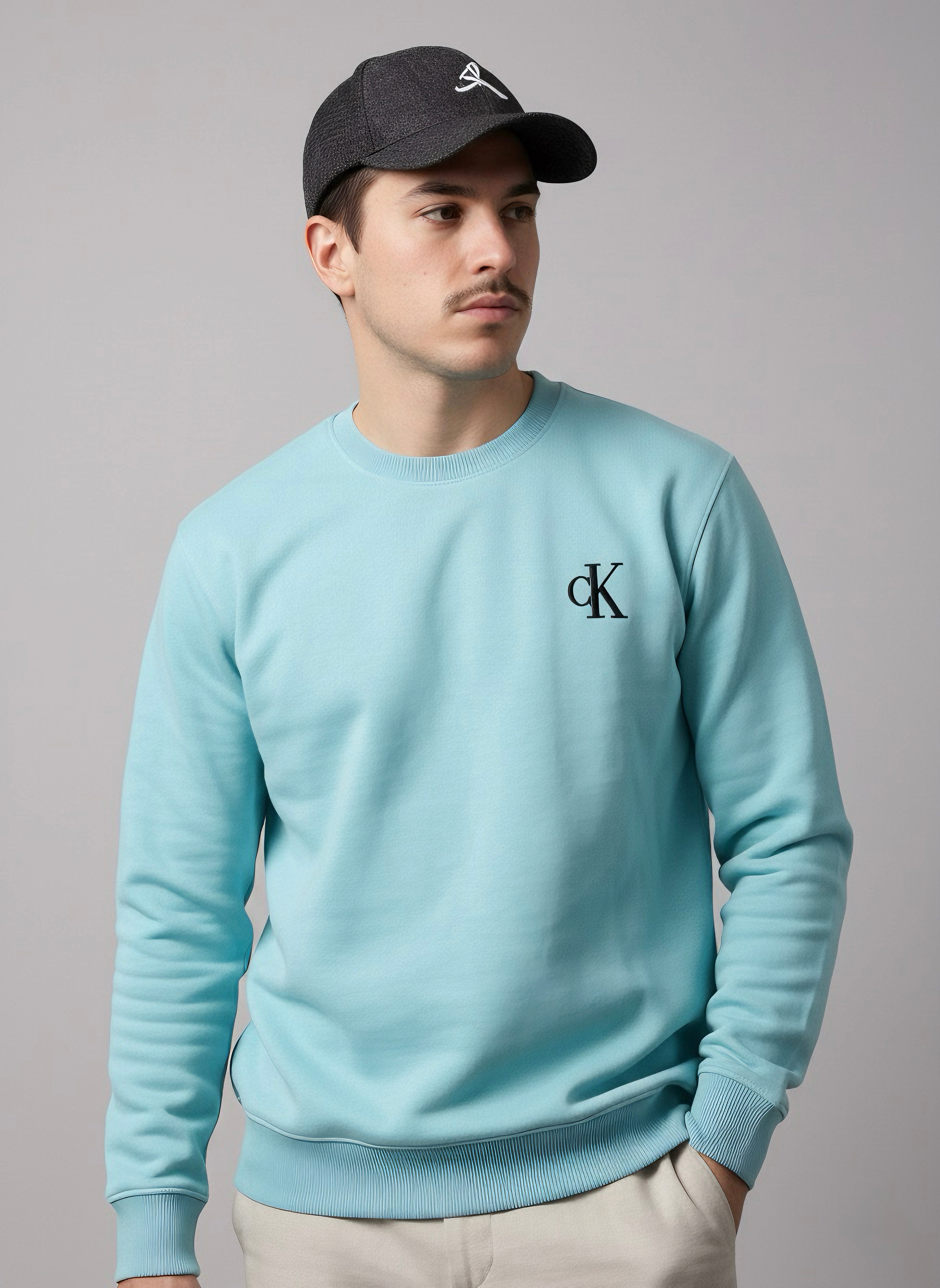 CK PAMUK MAVİ RENKLİ SWEETSHİRT