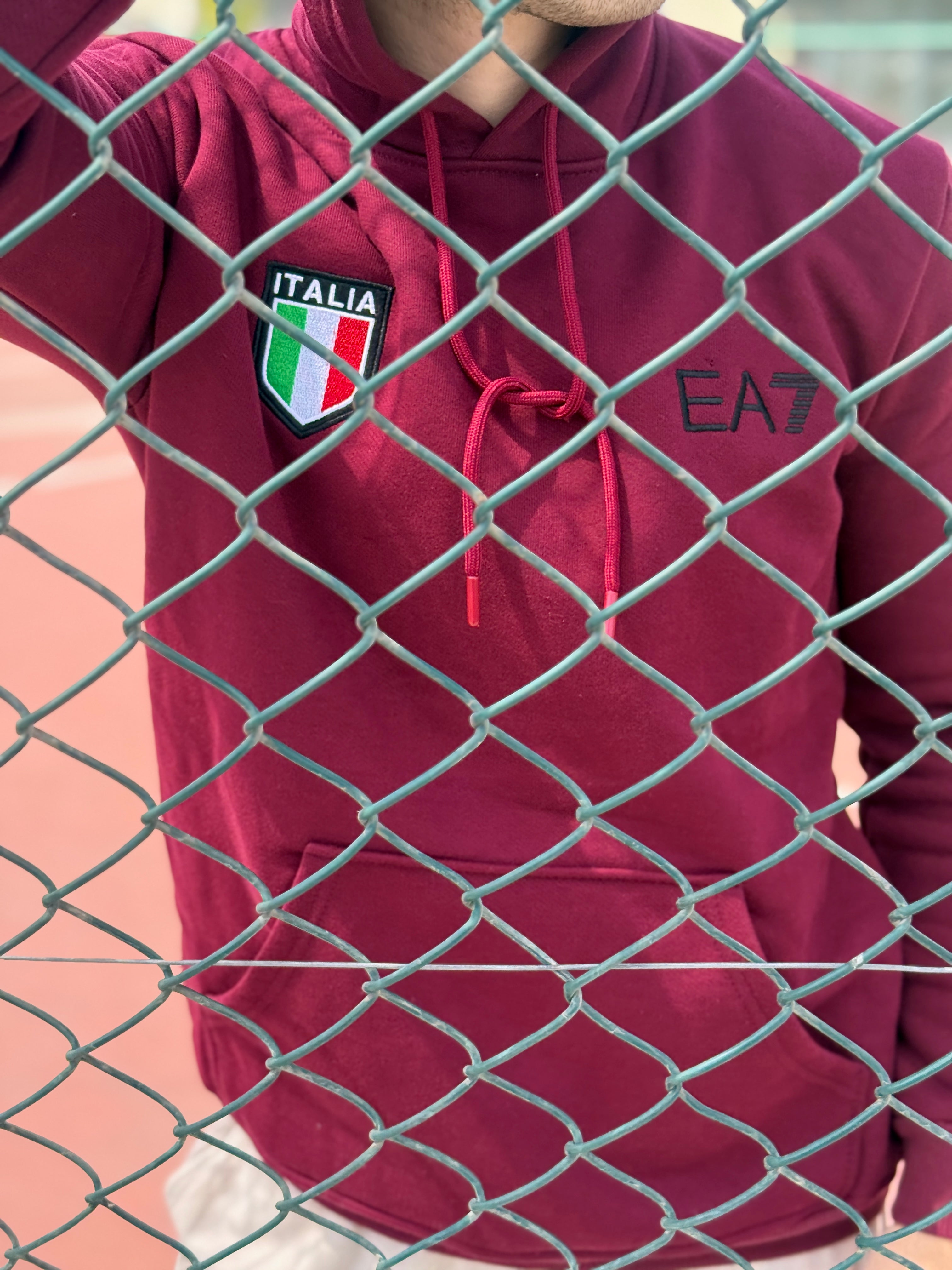 EA7 ITALIA PAMUK BORDO HOODIE