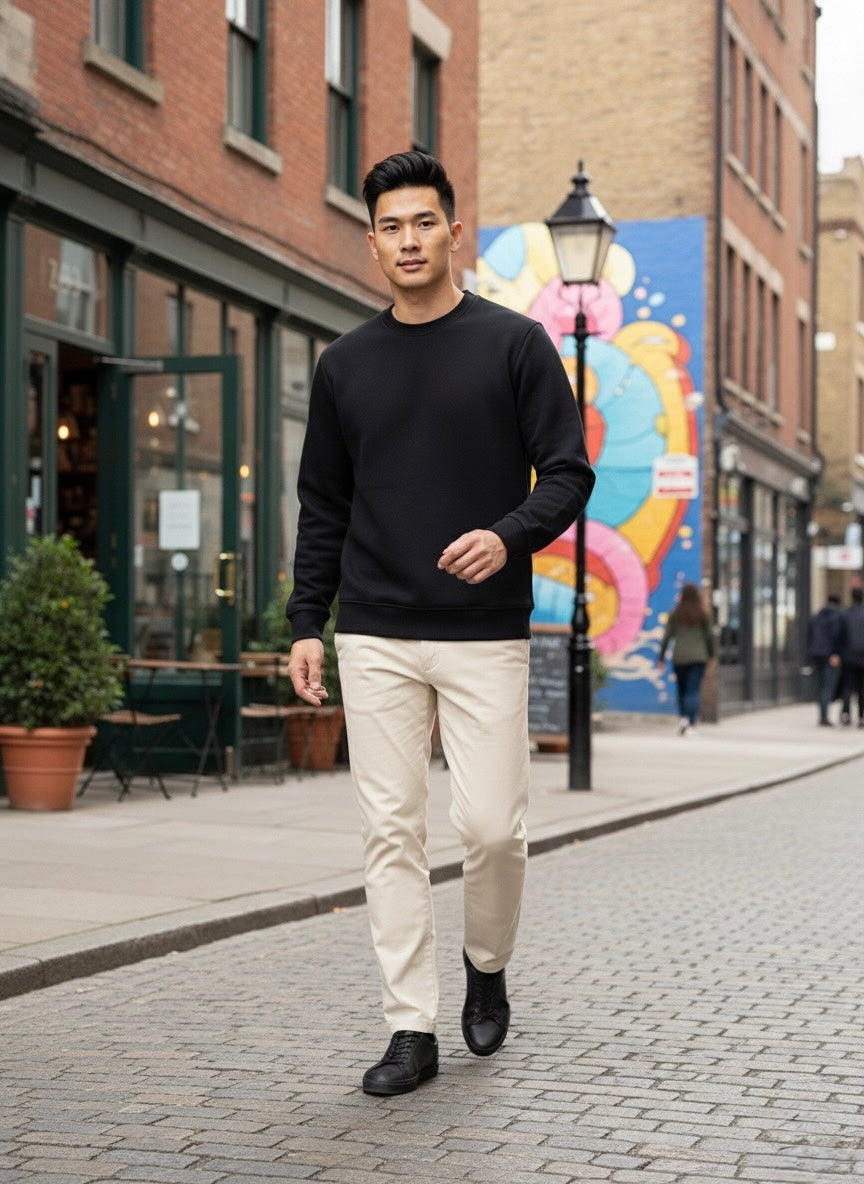 Siyah Pamuk Kumaşlı Sweatshirt