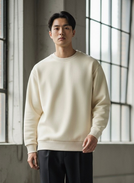 Krem Renkli Pamuk Kumaşlı Sweatshirt