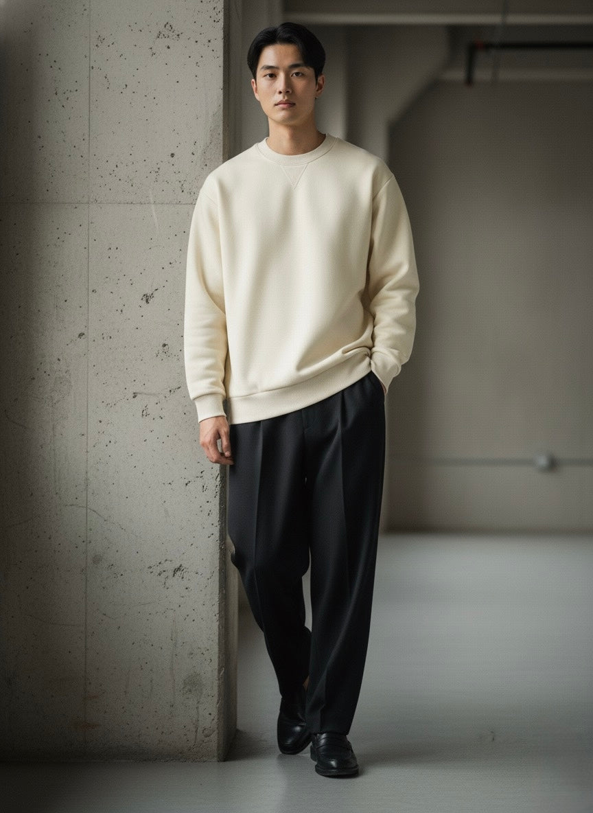 Krem Renkli Pamuk Kumaşlı Sweatshirt