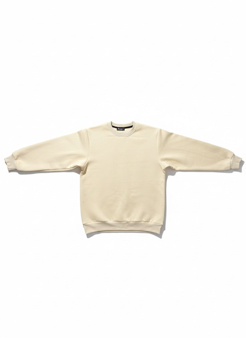 Krem Renkli Pamuk Kumaşlı Sweatshirt