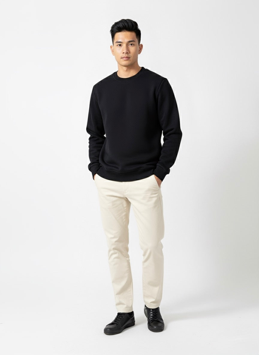 Siyah Pamuk Kumaşlı Sweatshirt