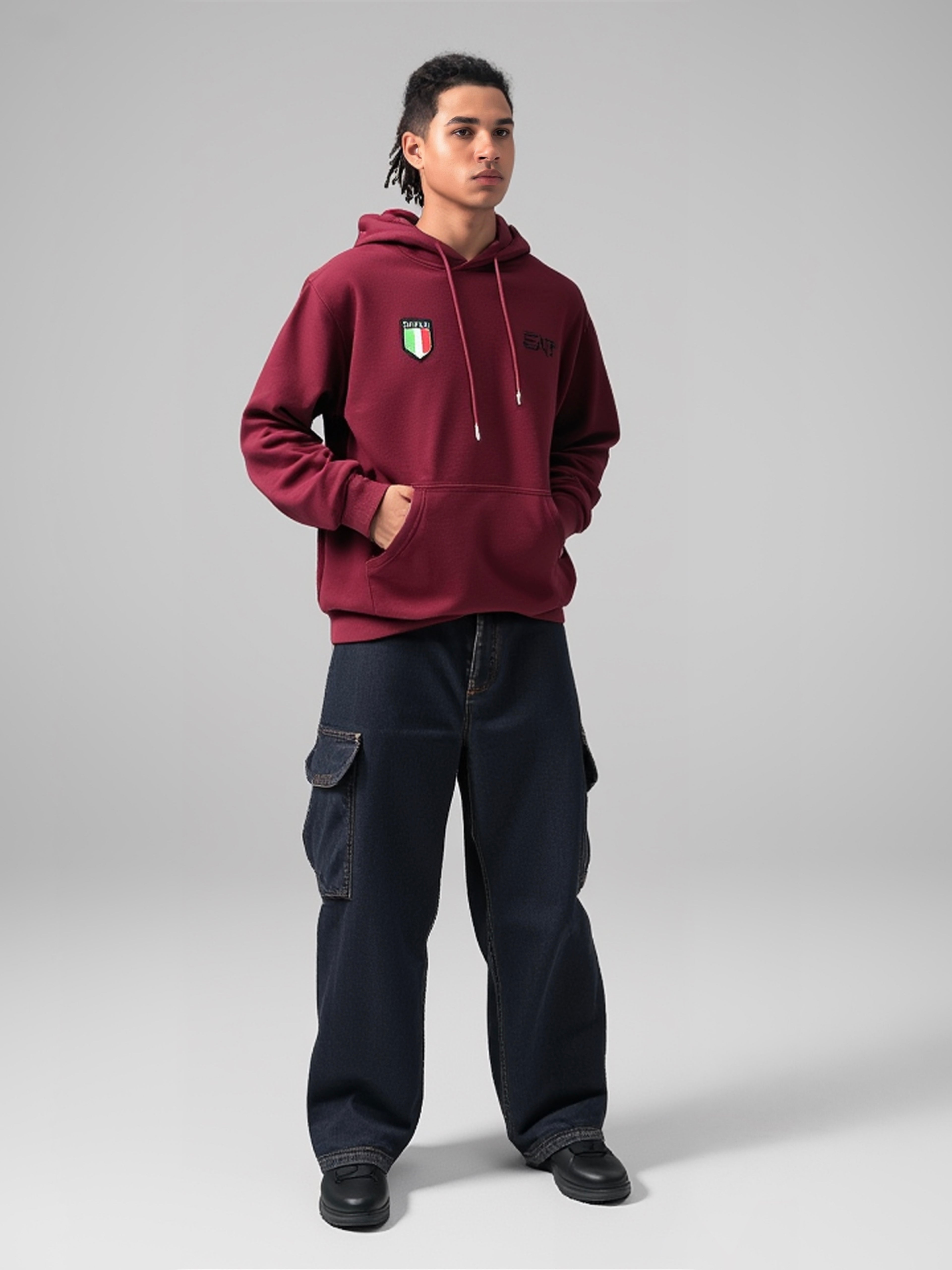 EA7 ITALIA PAMUK BORDO HOODIE