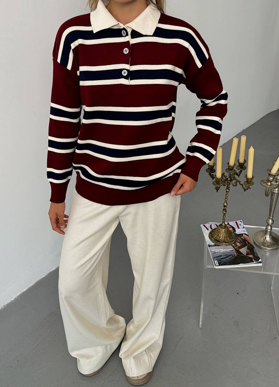 Düğmeli Triko Kadın Kazak